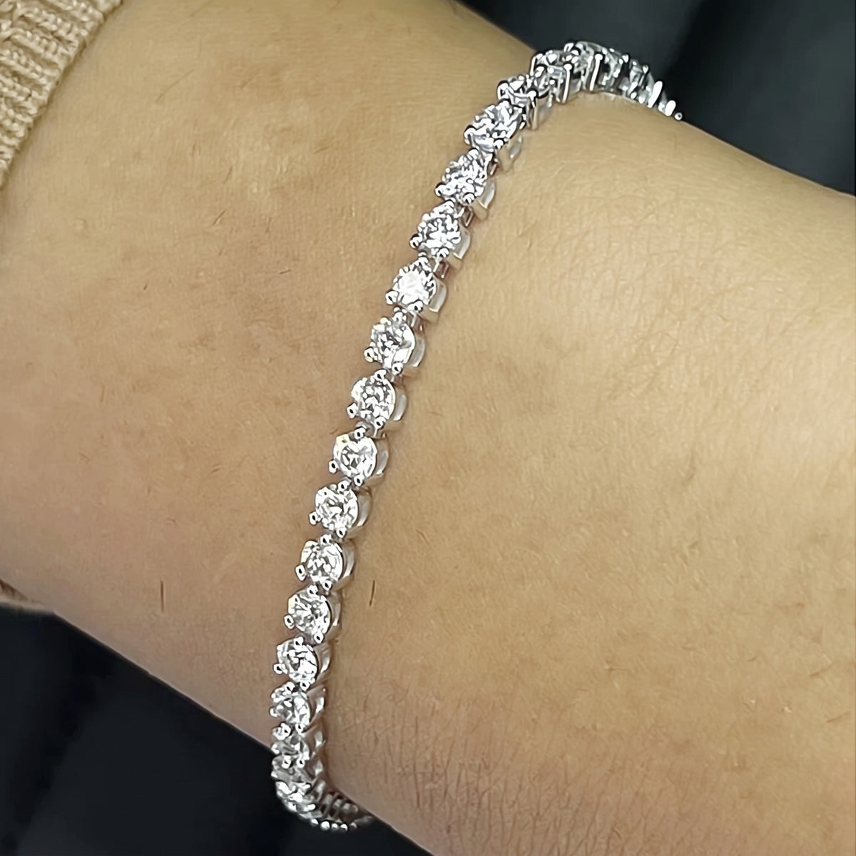 Certified Lab-Grown Diamond Birthday Propose Gift Tennis Bracelet 14k White Gold - GEMHUB