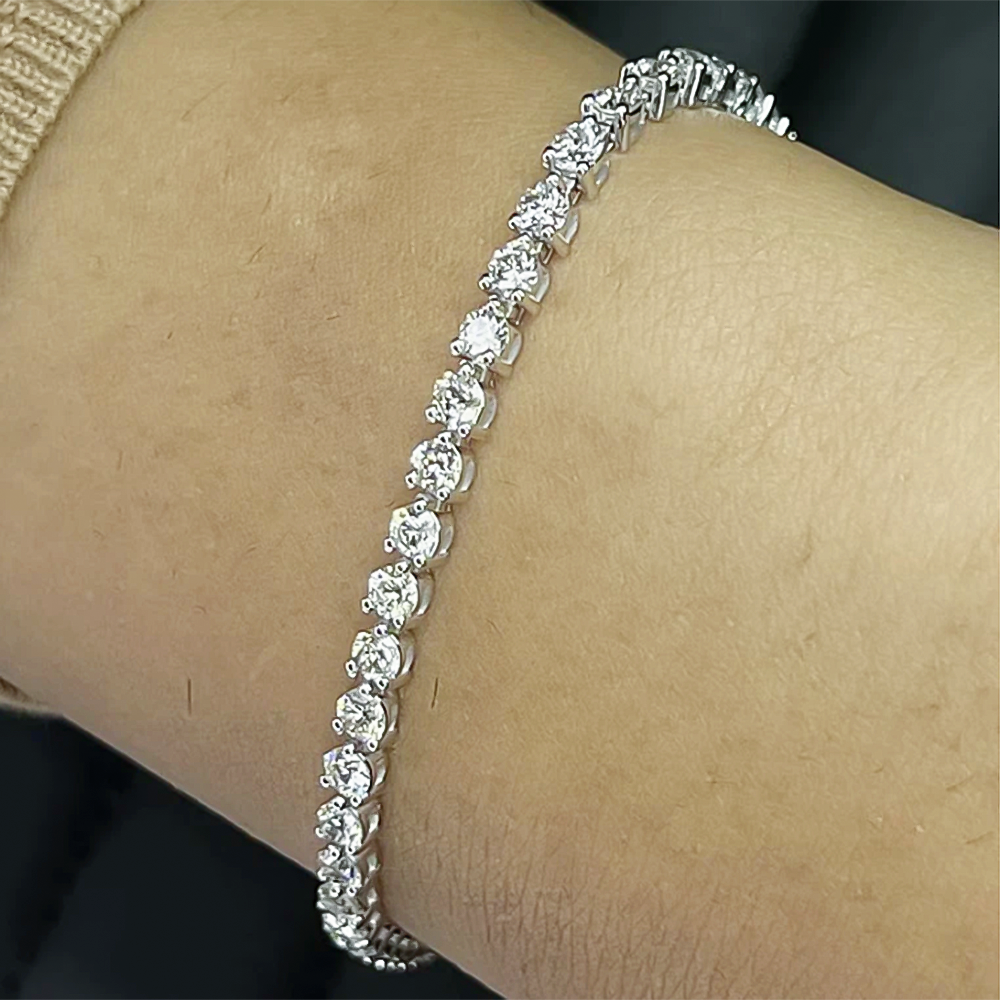 Certified Lab-Grown Diamond Birthday Propose Gift Tennis Bracelet 14k White Gold - GEMHUB