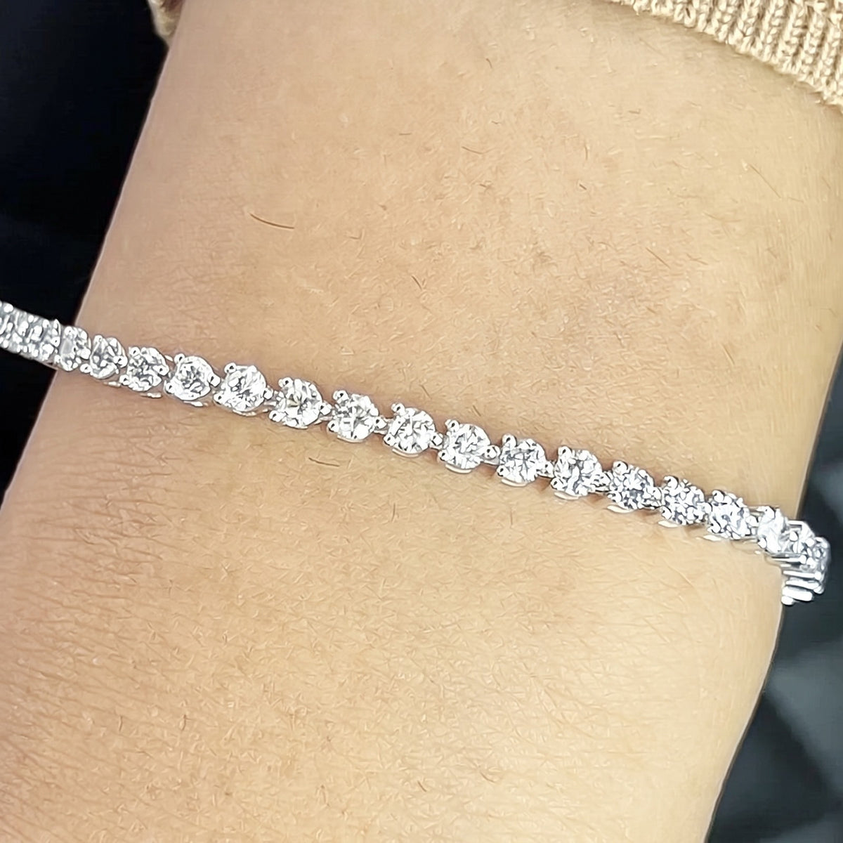 Certified Lab-Grown Diamond Birthday Propose Gift Tennis Bracelet 14k White Gold - Image 2 - GEMHUB