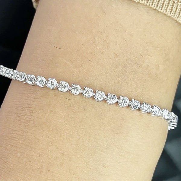 Certified Lab-Grown Diamond Birthday Propose Gift Tennis Bracelet 14k White Gold - Image 2 - GEMHUB