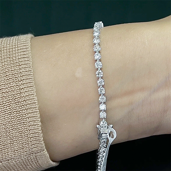 Certified Lab-Grown Diamond Birthday Propose Gift Tennis Bracelet 14k White Gold - Image 3 - GEMHUB