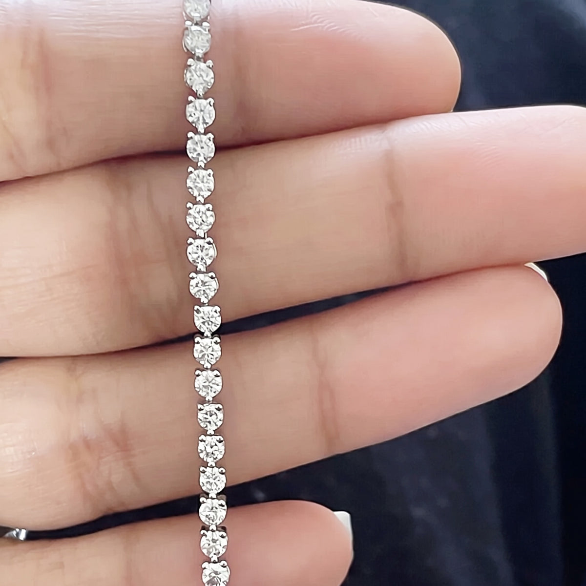 Certified Lab-Grown Diamond Birthday Propose Gift Tennis Bracelet 14k White Gold - Image 4 - GEMHUB