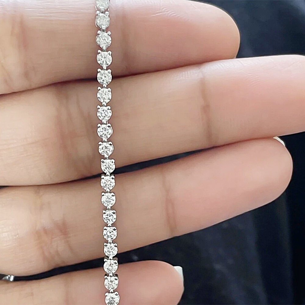 Certified Lab-Grown Diamond Birthday Propose Gift Tennis Bracelet 14k White Gold - Image 4 - GEMHUB