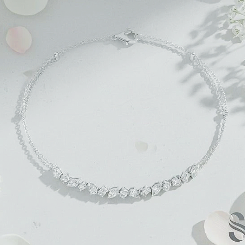 Fancy Charm Marquise Cut Natural Diamond Wedding Chain Tennis Bracelet 14k Gold - GEMHUB