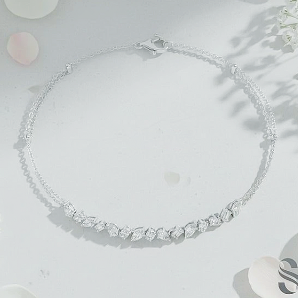 Fancy Charm Marquise Cut Natural Diamond Wedding Chain Tennis Bracelet 14k Gold - GEMHUB