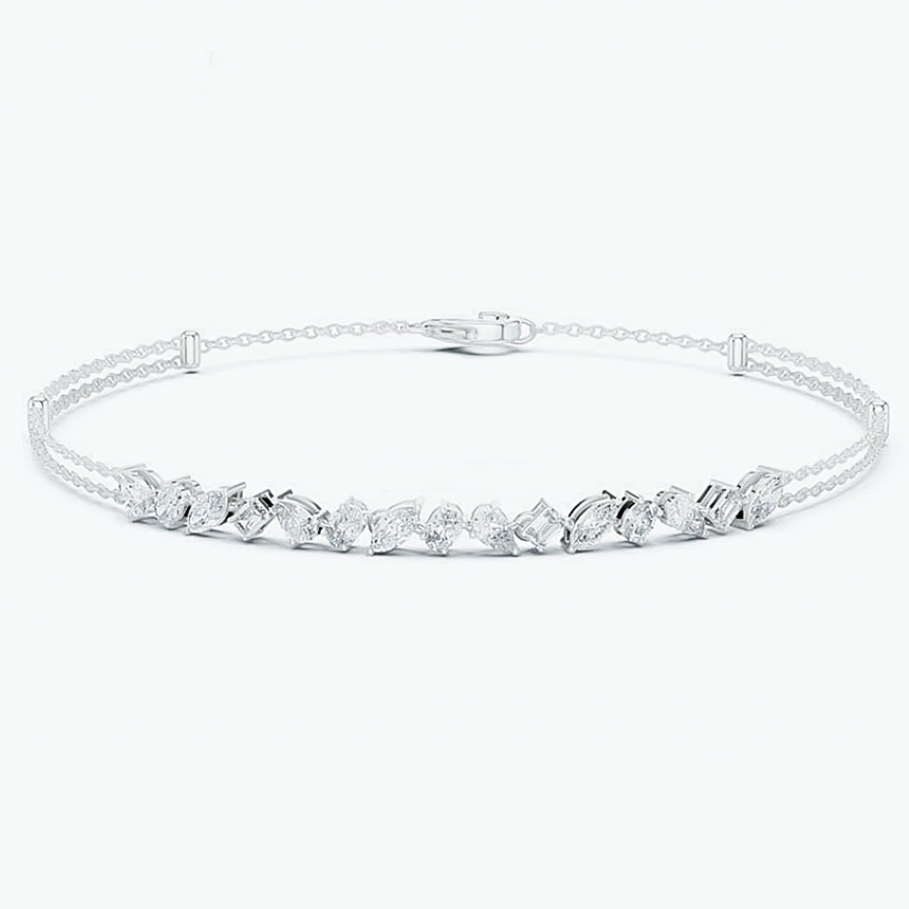 Fancy Charm Marquise Cut Natural Diamond Wedding Chain Tennis Bracelet 14k Gold - Image 2 - GEMHUB