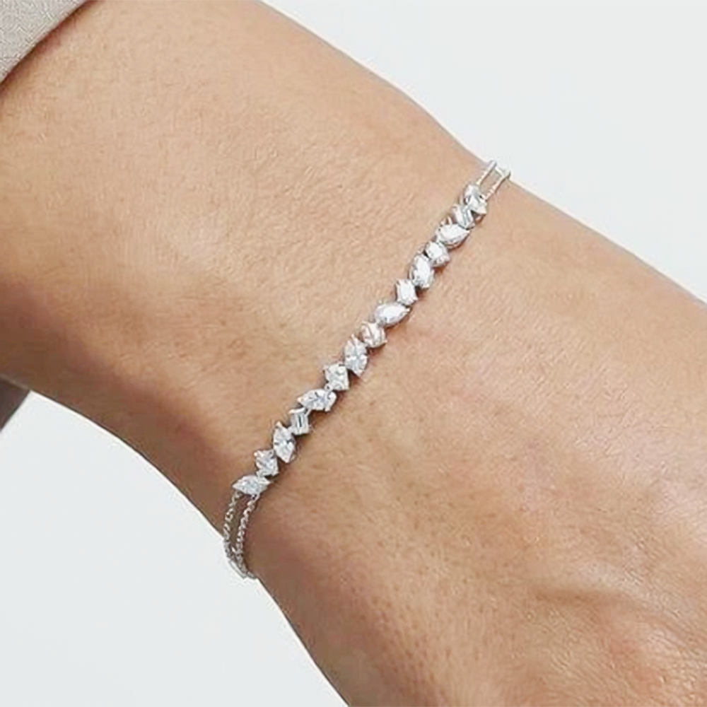 Fancy Charm Marquise Cut Natural Diamond Wedding Chain Tennis Bracelet 14k Gold - Image 4 - GEMHUB