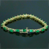 Natural Green Emerald & Diamond Women's Tennis Bracelet Solid 14k Yellow Gold - Image 4 - GEMHUB