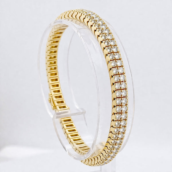 (GH/SI-I2) 8Ct Natural Diamond Double Row Tennis Bracelet 14k Yellow Gold Unisex