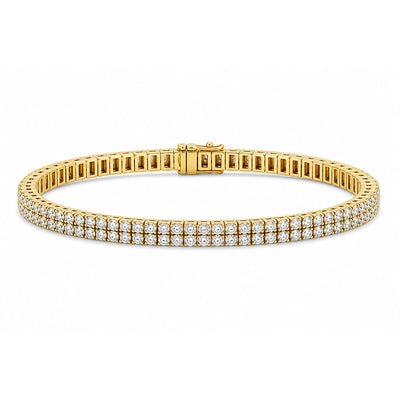 (GH/SI-I2) 8Ct Natural Diamond Double Row Tennis Bracelet 14k Yellow Gold Unisex