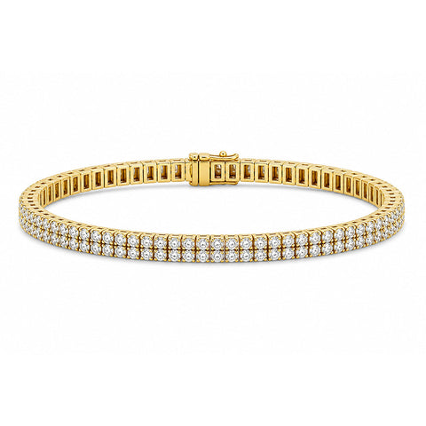 (GH/SI-I2) 8Ct Natural Diamond Double Row Tennis Bracelet 14k Yellow Gold Unisex