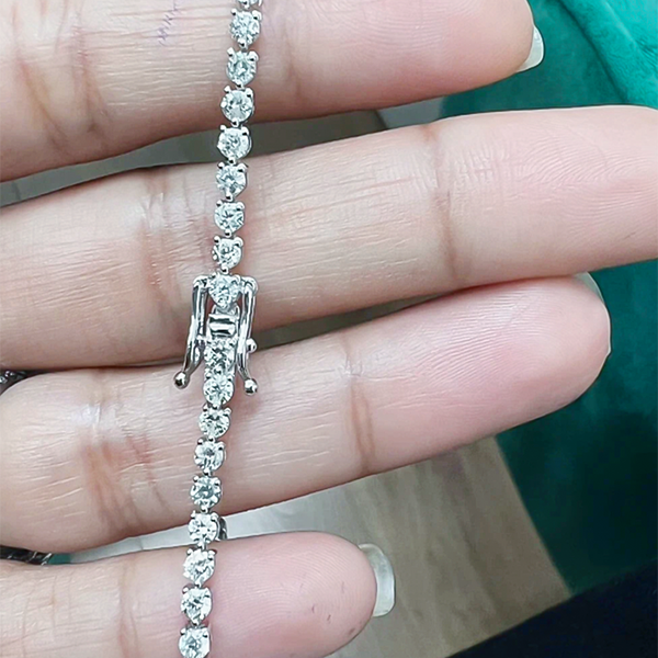IGI Natural 4.00Ct Diamond 3-Prongs Set Martini Style Tennis Bracelet 14Kt Gold - Image 4 - GEMHUB