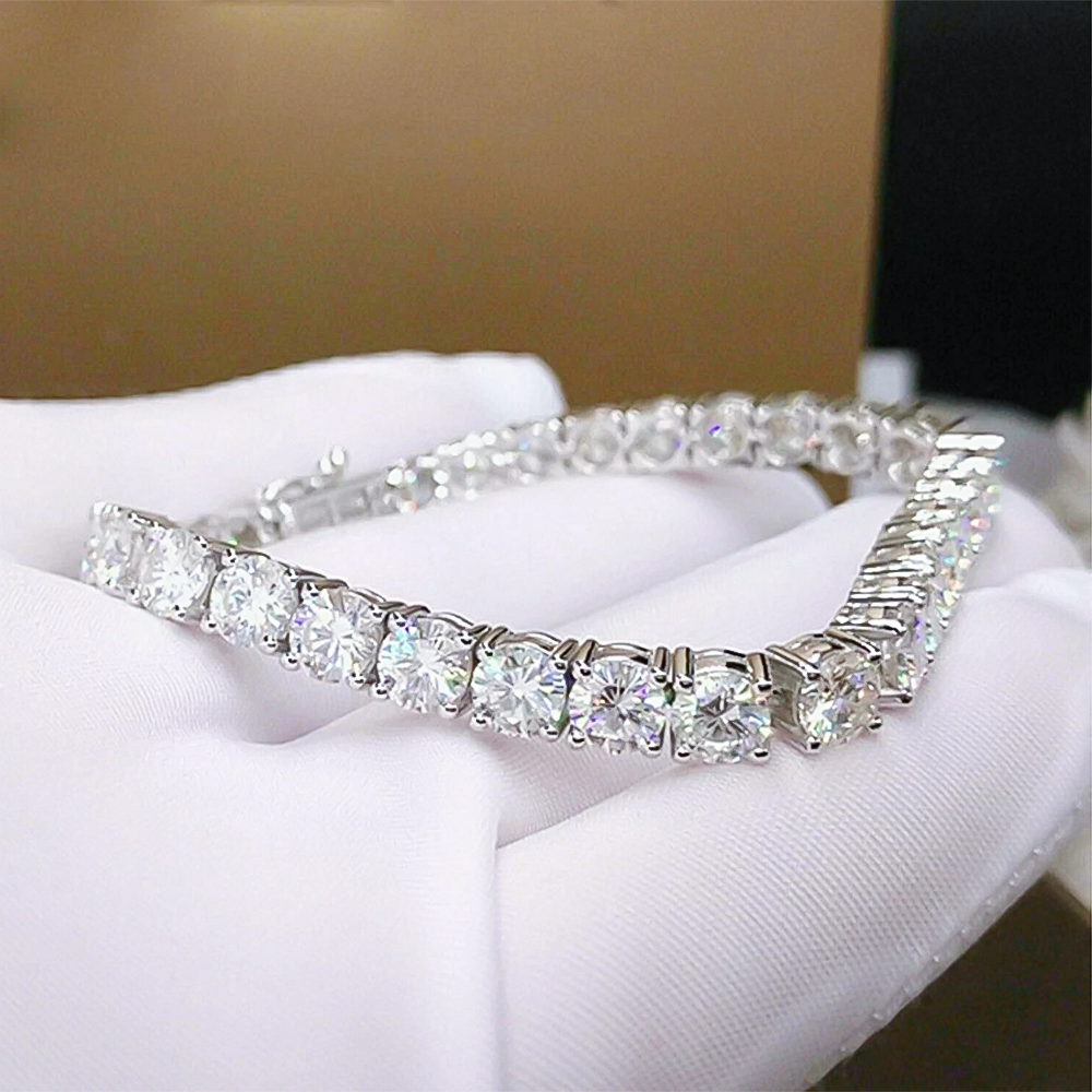Luxury Bridal Tennis Bracelet Wedding Gift 14K White Gold Round Natural Diamond - Image 4 - GEMHUB