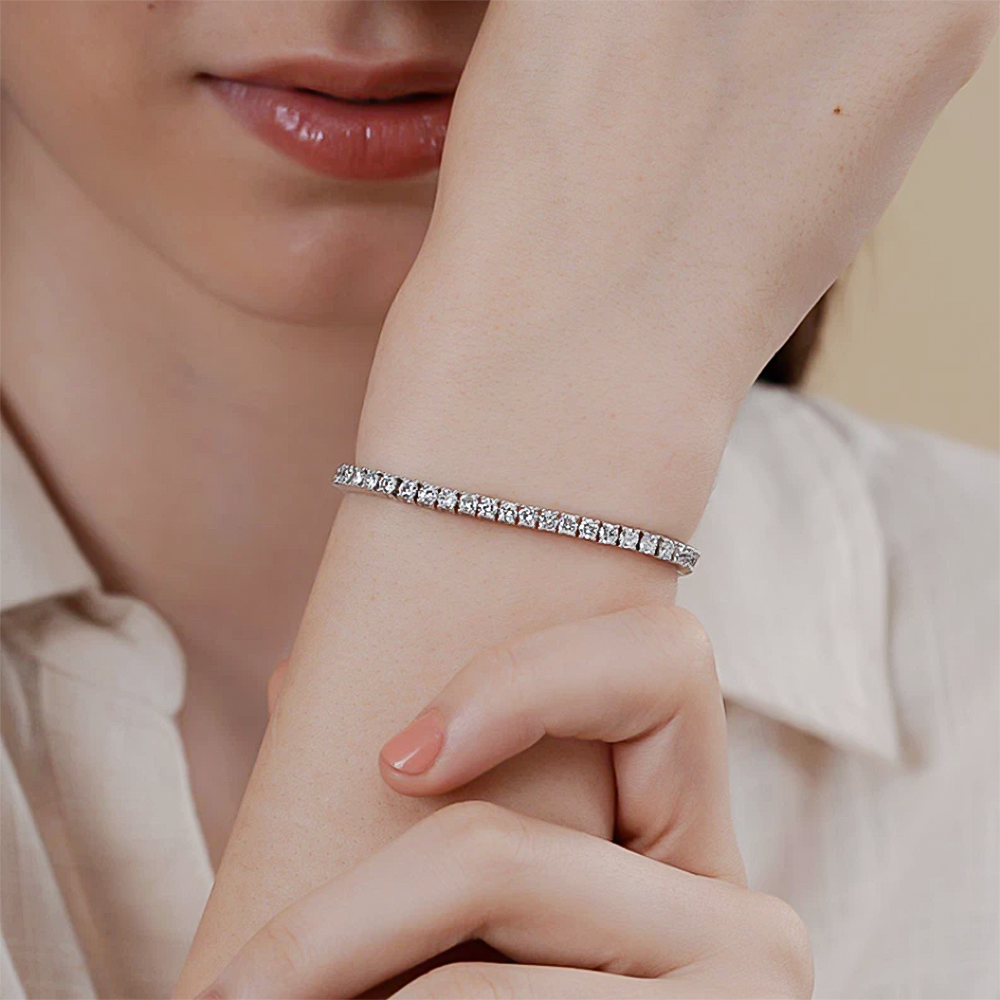 Certified 4.95Ct Round Natural Diamond Exquisite Tennis Bracelet 14k Gold GH/VS - Image 3 - GEMHUB