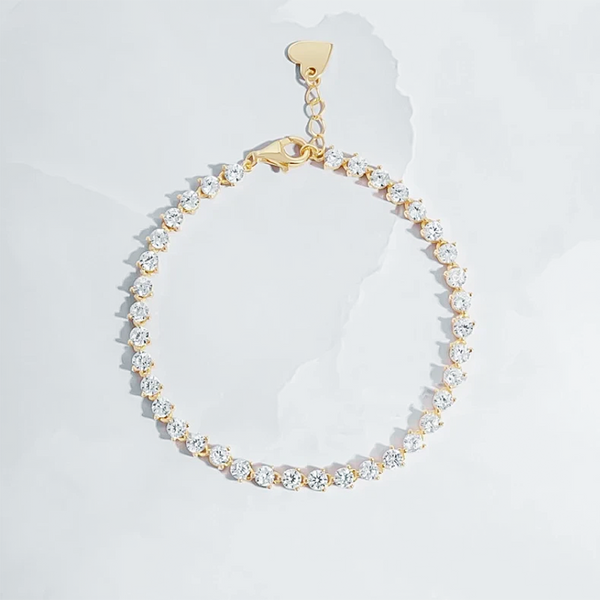 Valentine Special 3Ct Round IGI Natural Diamond Tennis Bracelet 14k Yellow Gold - Image 2 - GEMHUB