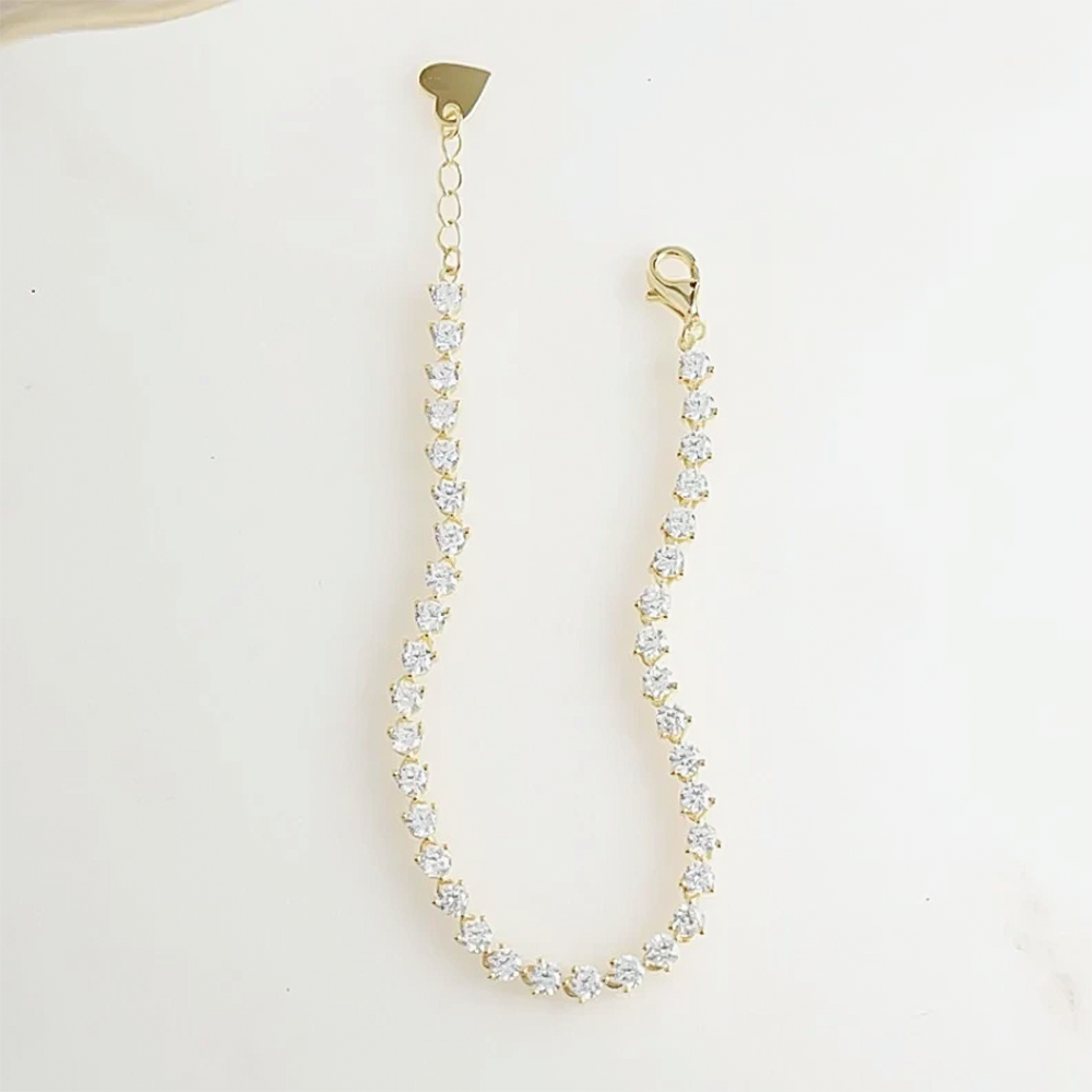Valentine Special 3Ct Round IGI Natural Diamond Tennis Bracelet 14k Yellow Gold - Image 3 - GEMHUB