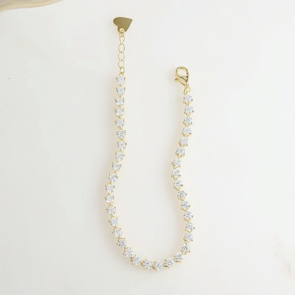 Valentine Special 3Ct Round IGI Natural Diamond Tennis Bracelet 14k Yellow Gold - Image 3 - GEMHUB