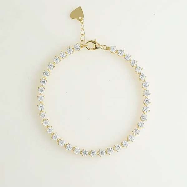 Valentine Special 3Ct Round IGI Natural Diamond Tennis Bracelet 14k Yellow Gold - Image 4 - GEMHUB