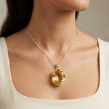 GEMHUB model-wearing (AI) Yellow Citrine Oval 120 Ct