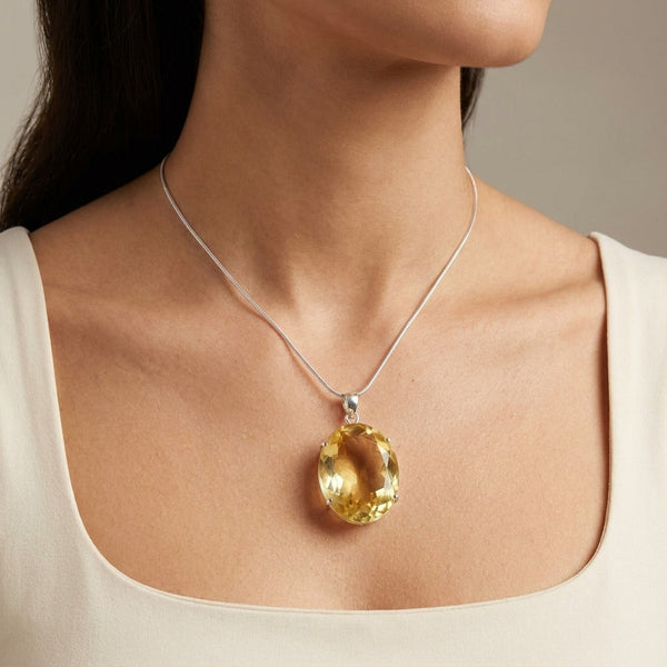 GEMHUB model-wearing (AI) Yellow Citrine Oval 120 Ct