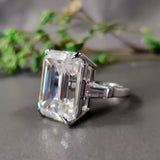 14.50 Ct Emerald Cut Off White Moissanite Ring – Bridal Jewellery 18K Gold Plated Vermeil