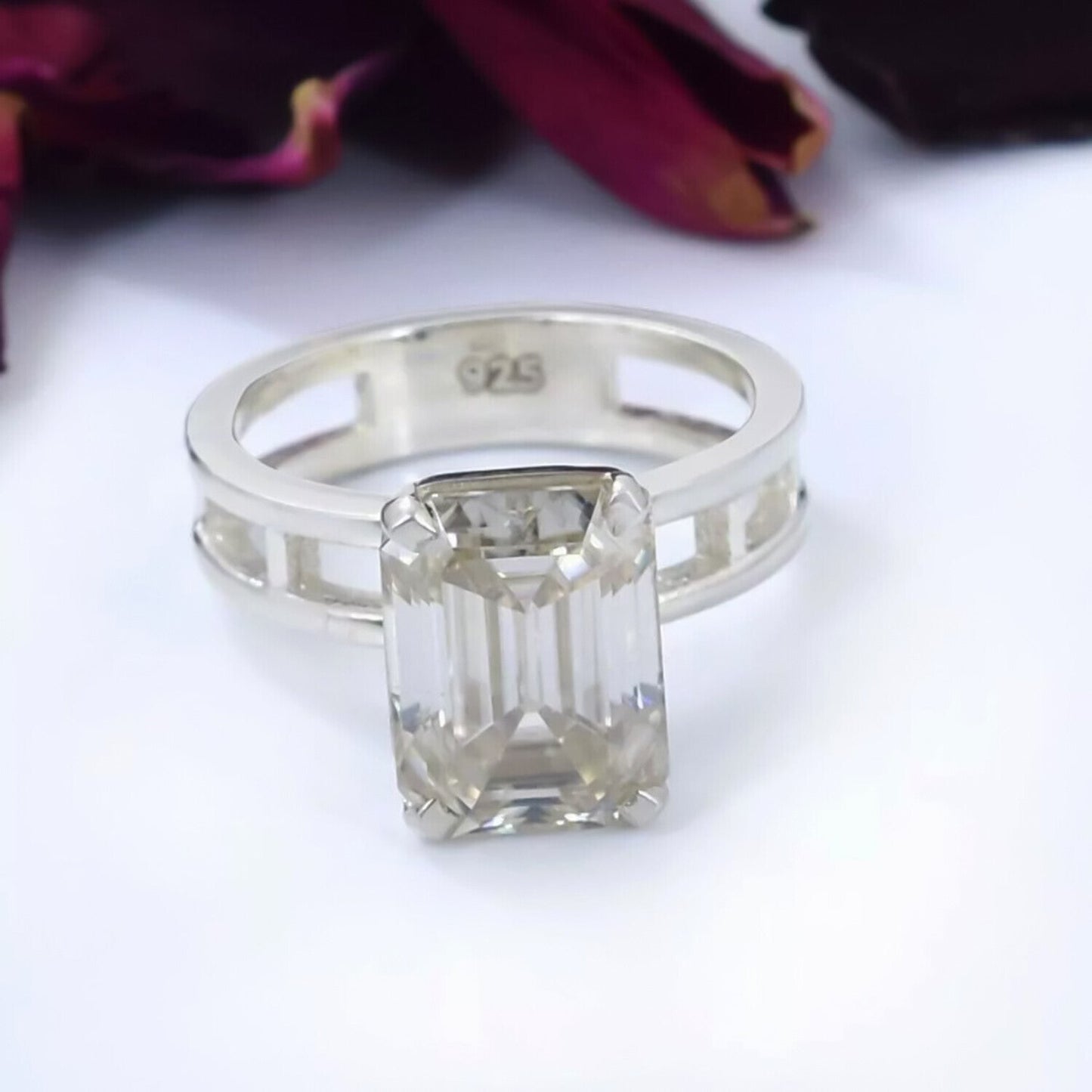 3.80 Ct Off White Moissanite Solitaire Ring – Wedding Gift Idea 18K Gold Plated Ver 18K Gold Plated