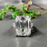 14.50 Ct Emerald Cut Off White Moissanite Ring – Bridal Jewellery 18K Gold Plated Vermeil