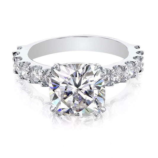 3.50 Ct Cushion Cut Off White Moissanite Ring in – Gift for Wife 18K Gold Plated Ve 18K Gold Plated