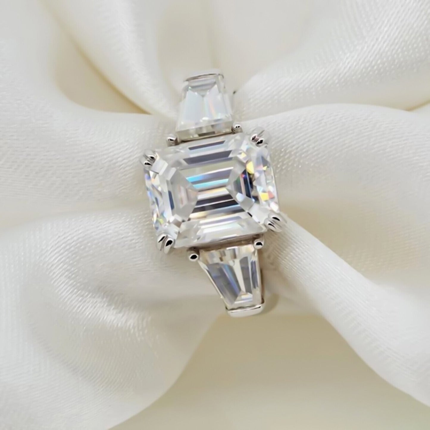 9.40 Ct Treated Off White Moissanite Ring in Birthday Gift for Her 18K Gold Plated 18K Gold Plated