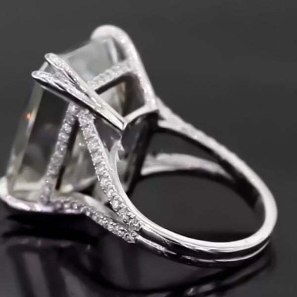 10 Ct Emerald Cut Off White Moissanite Ring Wedding Gift for Women 18K Gold Plated 18K Gold Plated