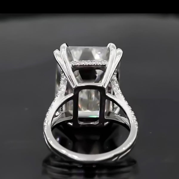 10 Ct Emerald Cut Off White Moissanite Ring Wedding Gift for Women 18K Gold Plated 18K Gold Plated