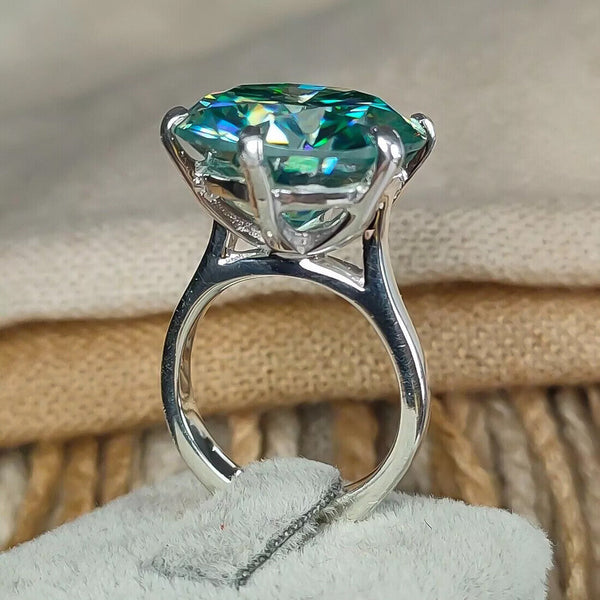 17.20 Ct Blue Treated Moissanite Solitaire Ring Gift for Anniversary 18K Gold Plate 18K Gold Plated