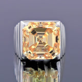 15.30 Ct Asscher Cut Champagne Moissanite Ring Gift for Wedding 18K Gold Plated Vermeil