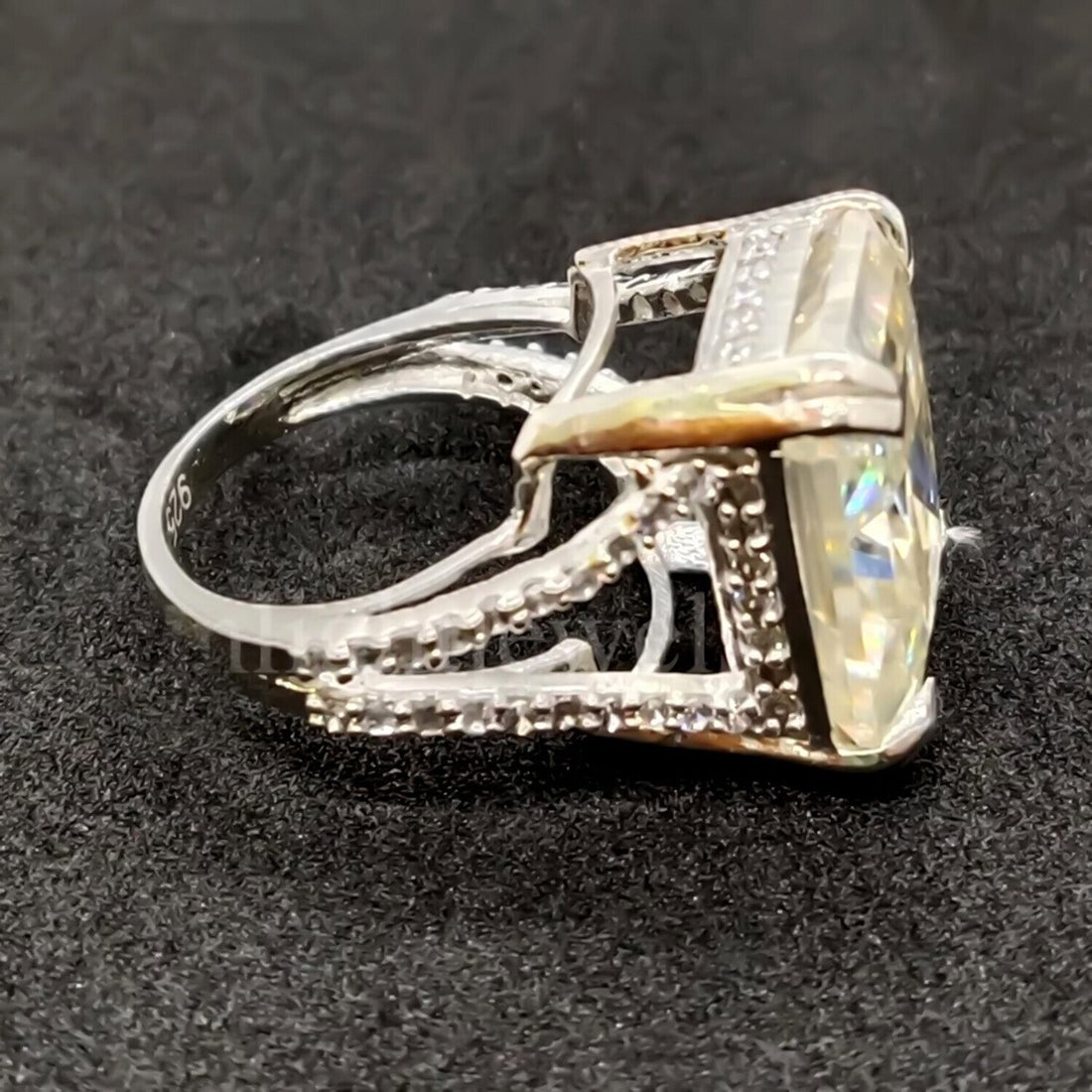 15.65 Ct Off White Moissanite Solitaire Ring Wedding Gift for Wife 18K Gold Plated