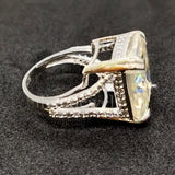 15.65 Ct Off White Moissanite Solitaire Ring Wedding Gift for Wife 18K Gold Plated
