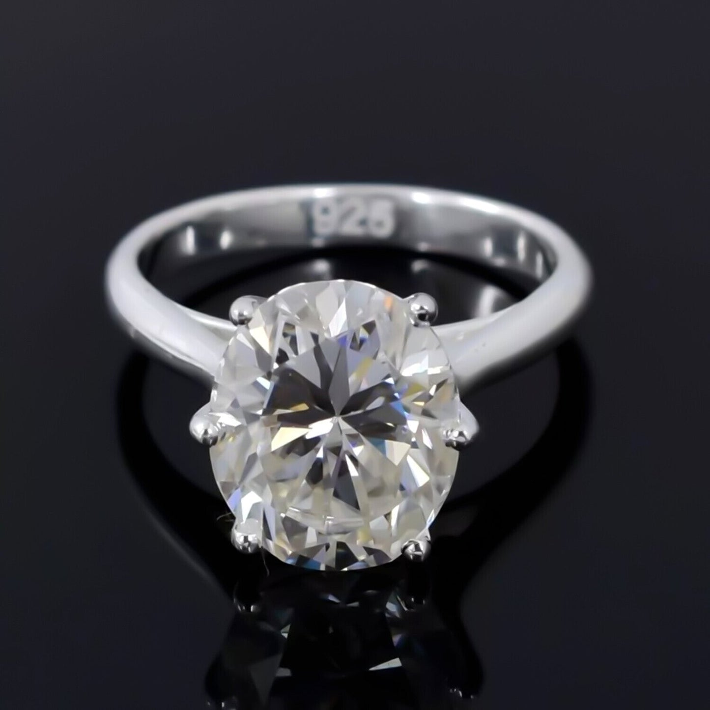 6.50 Ct Oval Cut Off White Moissanite Ring in Anniversary Gift Her 18K Gold Plated 18K Gold Plated