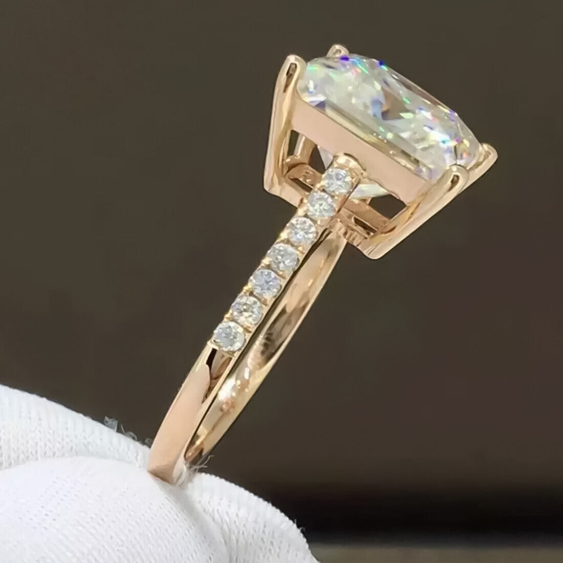 5.25 Ct Princess Cut Off White Moissanite Ring Gift for Her Shine 18K Gold Plated V 18K Gold Plated