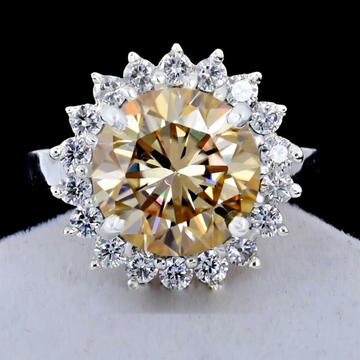 5.40 Ct Champagne Solitaire Moissanite Ring in – 4th of July Gift 18K Gold Plated V 18K Gold Plated