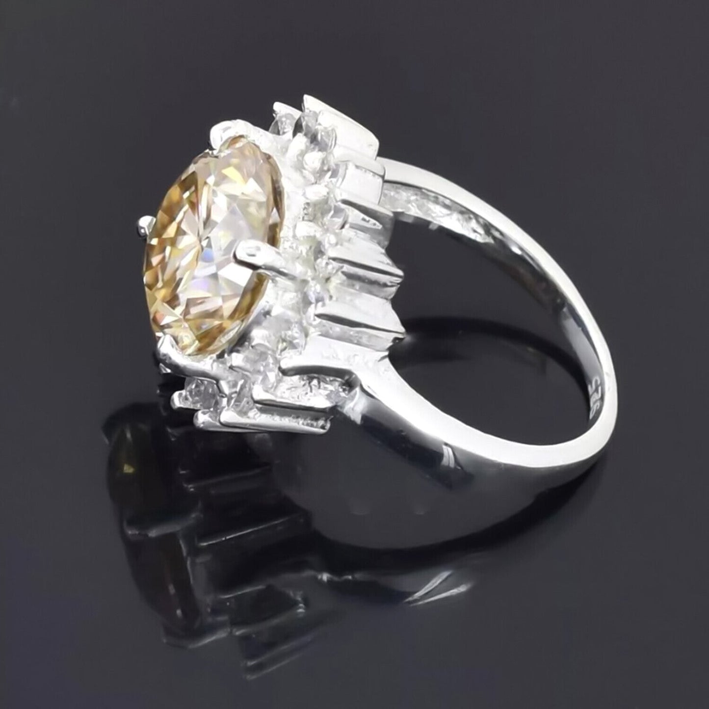 5.40 Ct Champagne Solitaire Moissanite Ring in – 4th of July Gift 18K Gold Plated V 18K Gold Plated