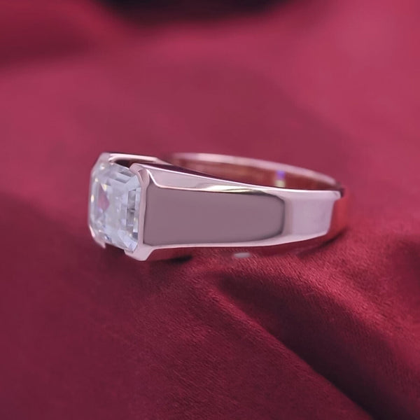 6.55 Ct Emerald Cut Off White Moissanite Ring – Bridal Special 18K Gold Plated Verm 18K Gold Plated