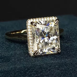 3.90 Ct Radiant Cut Off White Moissanite Ring in – Summer Gift 18K Gold Plated Vermeil