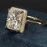 3.90 Ct Radiant Cut Off White Moissanite Ring in – Summer Gift 18K Gold Plated Vermeil