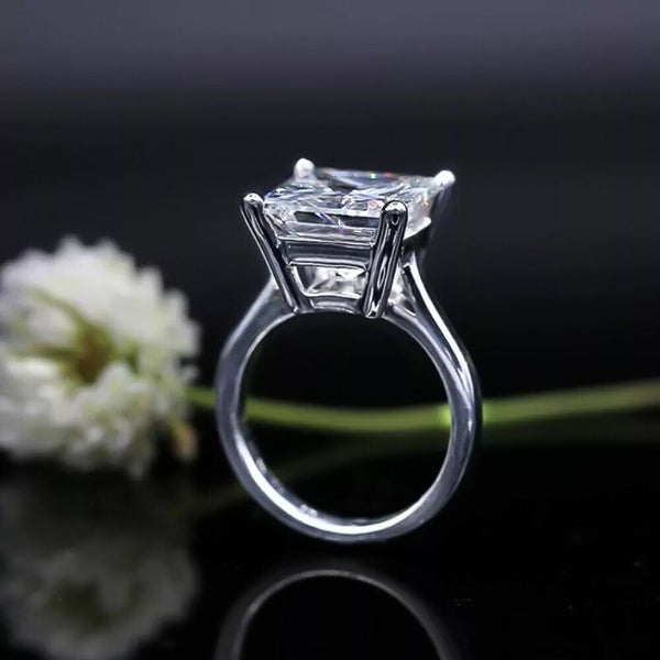 5 Ct Princess Cut Off White Moissanite Ring Gift for 4th of July 18K Gold Plated Ve 18K Gold Plated