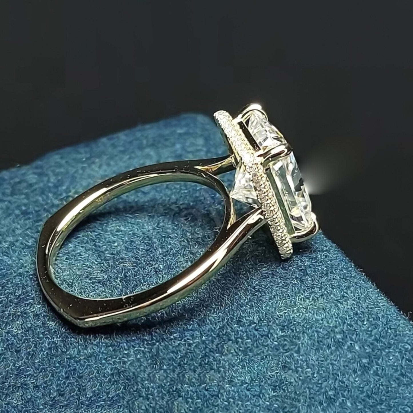 3.90 Ct Radiant Cut Off White Moissanite Ring in – Summer Gift 18K Gold Plated Verm 18K Gold Plated