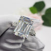 5.70 Ct Emerald Cut Off White Moissanite Ring Birthday Gift Wife 18K Gold Plated Ve 18K Gold Plated