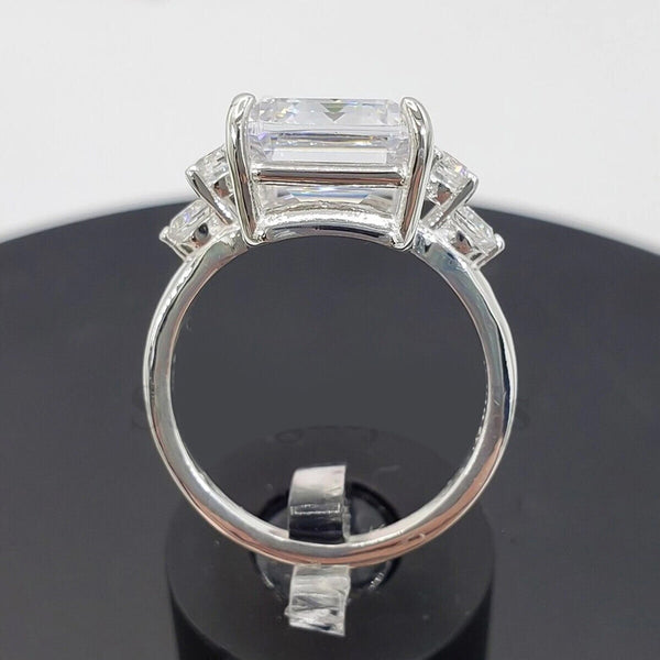 5.70 Ct Emerald Cut Off White Moissanite Ring Birthday Gift Wife 18K Gold Plated Ve 18K Gold Plated