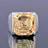 15.30 Ct Asscher Cut Champagne Moissanite Ring Gift for Wedding 18K Gold Plated Vermeil