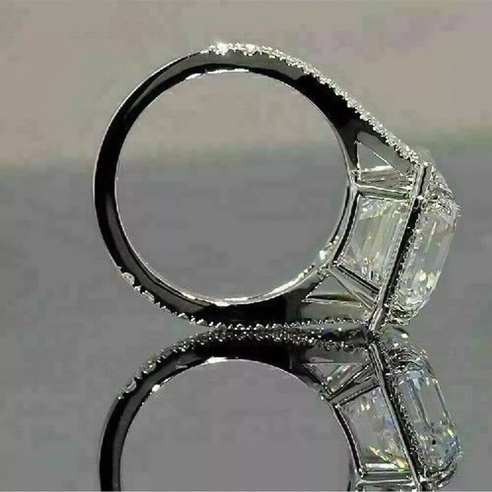 7.50 Ct Off White Treated Moissanite Ring Wedding Gift for Women 18K Gold Plated Vermeil
