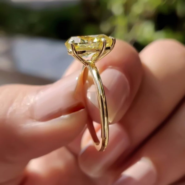 6.50 Ct Champagne Treated Moissanite Solitaire Ring Gift for Wife 18K Gold Plated V 18K Gold Plated
