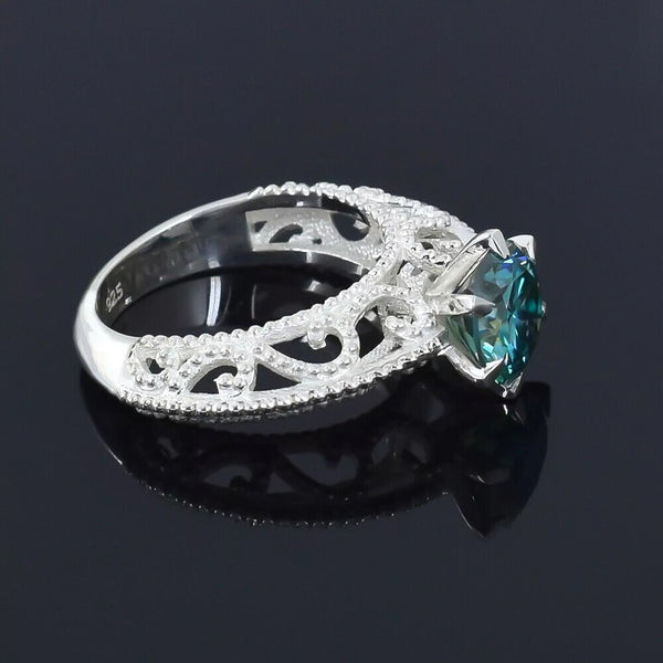 2.90 Ct Blue Moissanite Solitaire Ring – Anniversary Gift Idea 18K Gold Plated Verm 18K Gold Plated